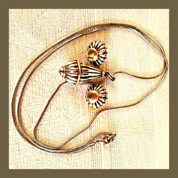 Erwin Pearl Vintage Two Tone Dome Necklace - Picture 7 of 9